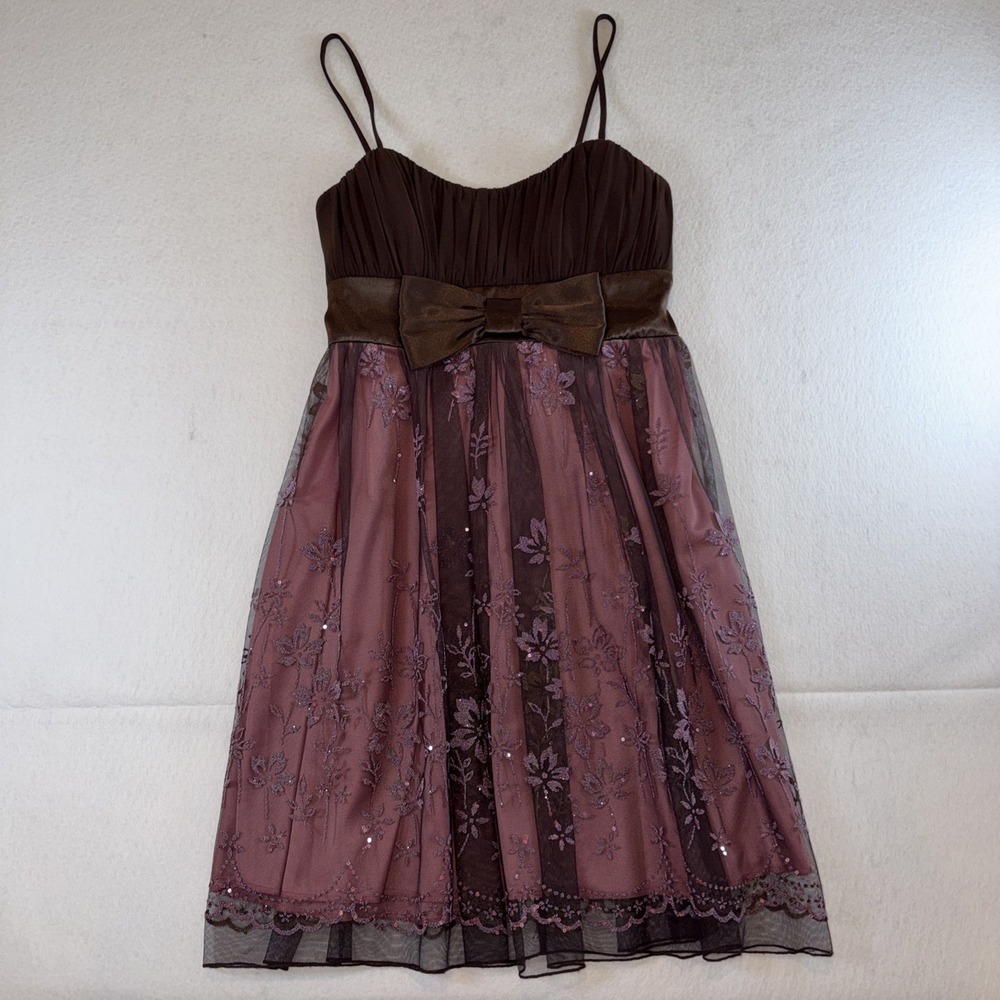 City Triangles Womens Y2K Whimsigoth Babydoll Dress Sz M/9 Maroon Fairy Grunge